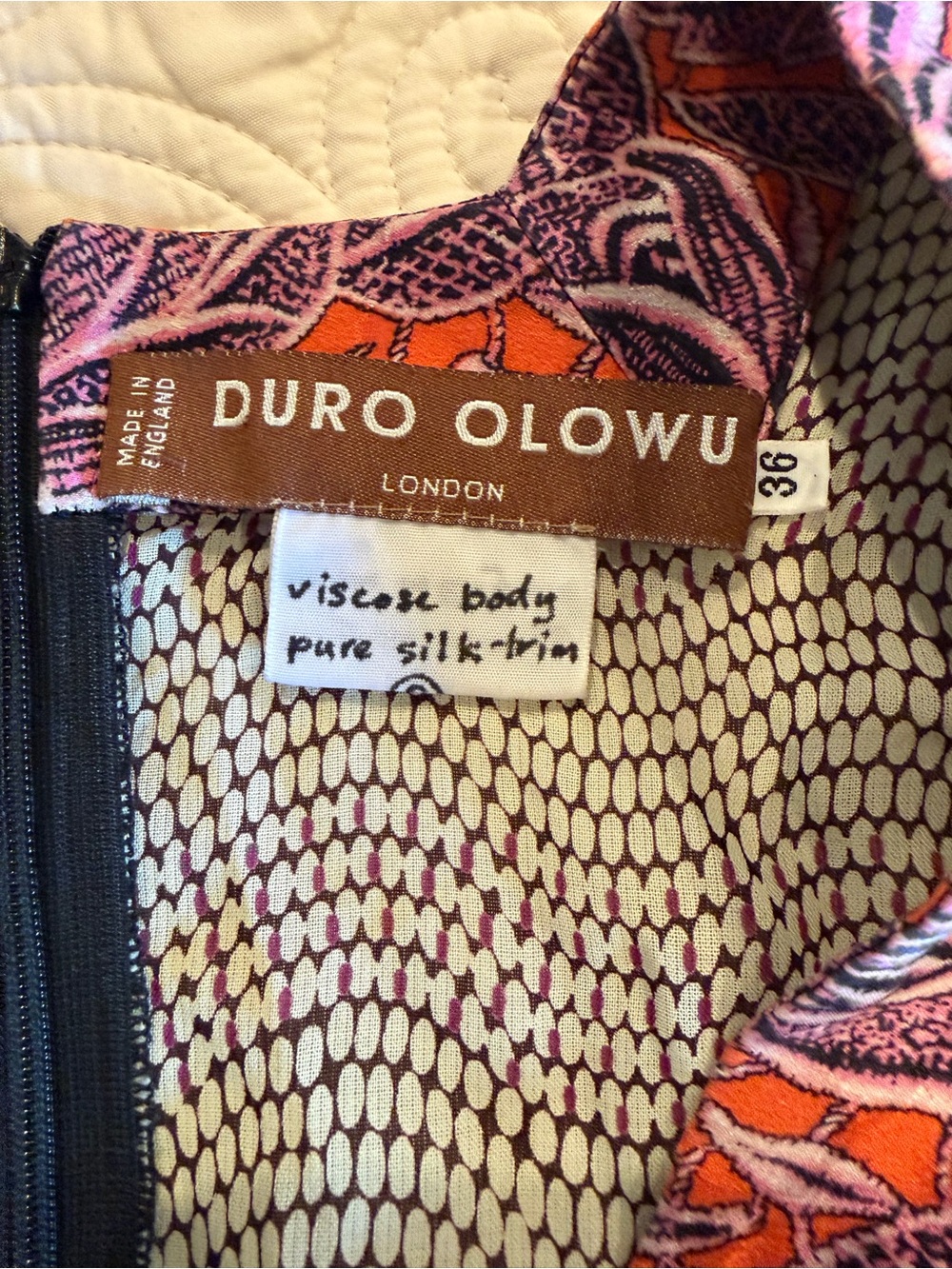 Duro Olowu London Silk Mixed Print V-Neck Midi Dress Size 36 / US 4 Artisanal - Picture 3 of 15
